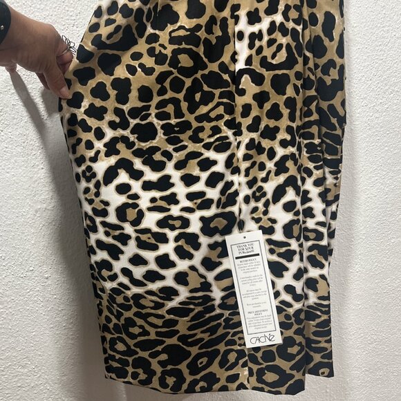 cache Bodycon Animal Print dress Size 4 Stretch Peplum Pleated Hip NEW - Picture 8 of 11
